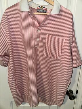 Vintage Red & White Striped Polo Shirt